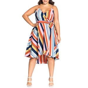 City Chic Freedom Striped Wrap Dress